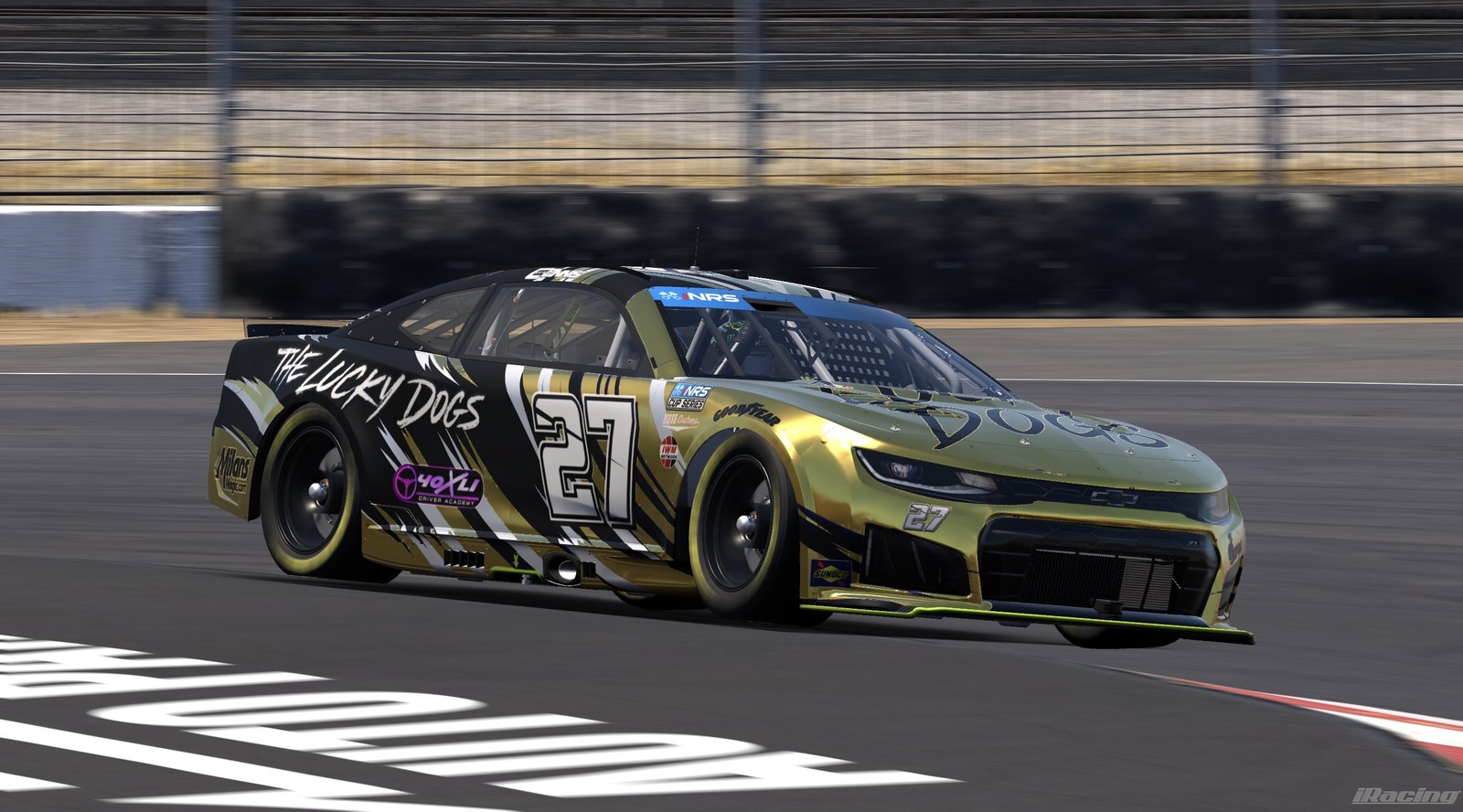 Black and gold Lucky Dogs #27 Chevrolet Camaro