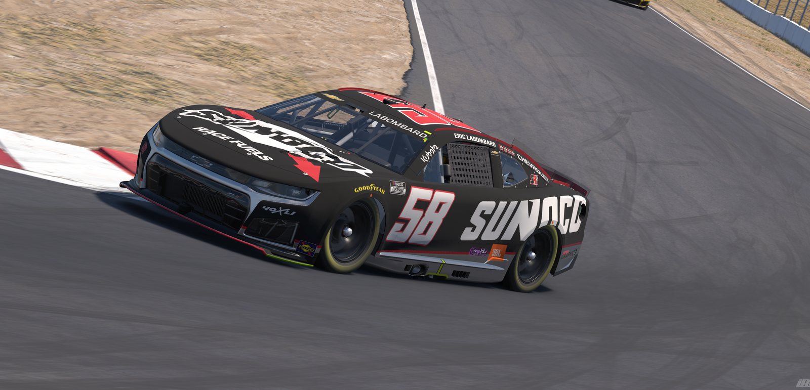 Black, red and white Sunoco #58 Chevrolet
