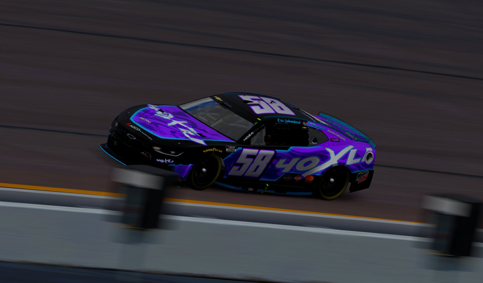 Purple and black 40XLI #58 Chevrolet